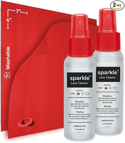 Sparkle Anti-Reflective Lens Cleaner Spray kit | 2oz Glasses Cleaner Spray + by OPTIPAK