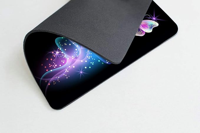 Glowing Night Pink Butterflies Mouse pad Customized Mousepad Non-Slip Rubber - Image 3