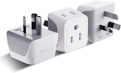 Ceptics Australia Power Plug Adapter, 2 in 1 Type I Plug Adapter, US to by Ceptics