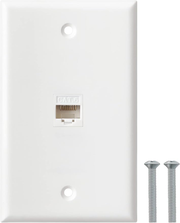 Ethernet Wall Plate, 1 Port Cat6 RJ45 Keystone Inline Coupler Wall Plate by BNPUHIU