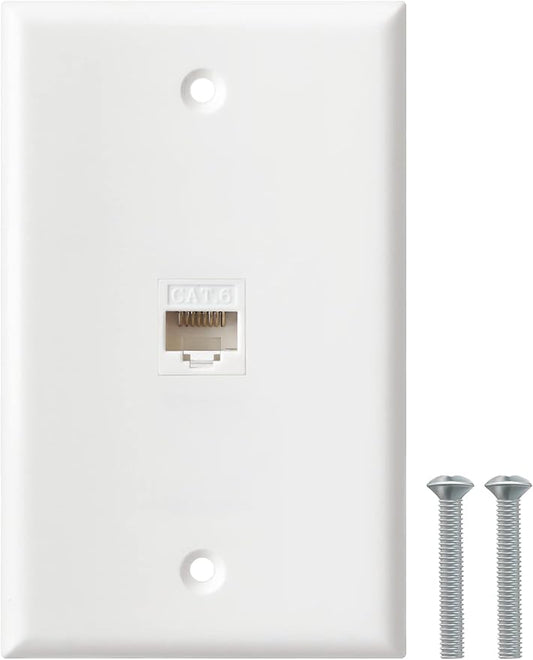 Ethernet Wall Plate, 1 Port Cat6 RJ45 Keystone Inline Coupler Wall Plate by BNPUHIU