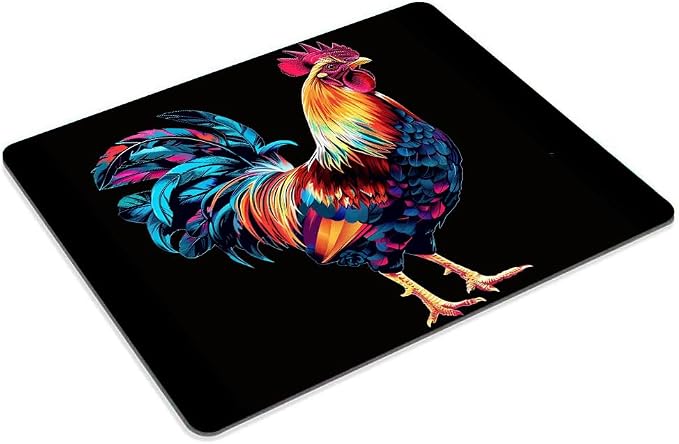 Square Mouse Pad Colorful Rooster-1, Gaming Mouse Pads - Image 2