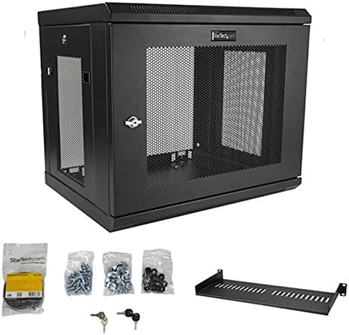 StarTech.com 2-Post 9U Wall Mount Network Cabinet w/ 1U Shelf, Ships Fully - Image 2