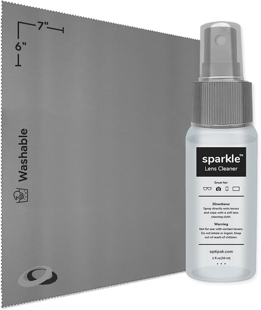 Sparkle Anti-Reflective Lens Cleaner Spray kit | 1oz Glasses Cleaner Spray + by OPTIPAK