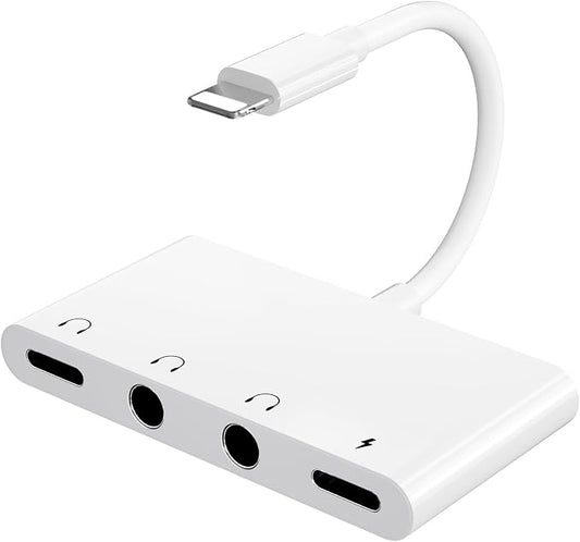 4 in 1 Headphone Splitter, iPhone Headphone Adapter + Dual 3.5mm Headphone Jack by Unitrox
