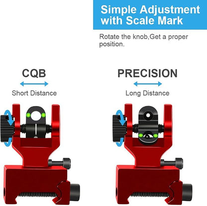 Fiber Optic Flip Up Iron Sights Picatinny Rail Mounted Front and Rear Backup - Image 4