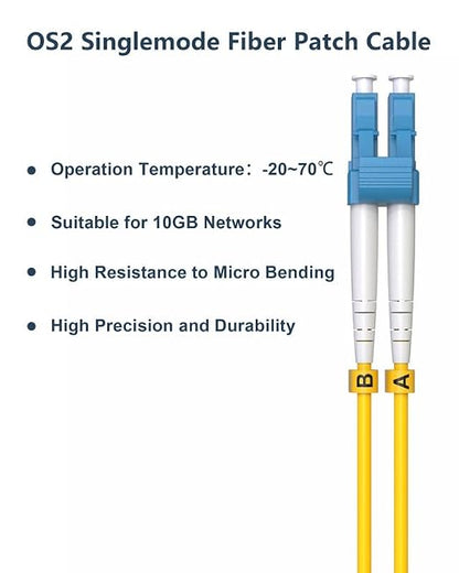 OS2 LC to LC Fiber Patch Cable, OFNP Singlemode Fiber Optic Cable 1G/10GB SMF - Image 7