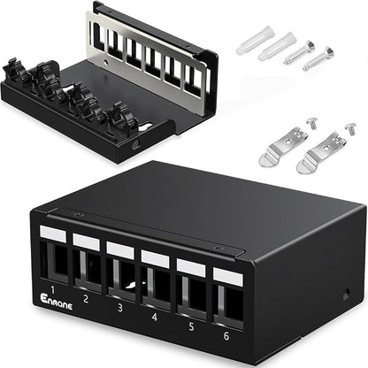 6 Port Patch Panel Blank Keystone Patch Panel STP&UTP Compatible by Enmane