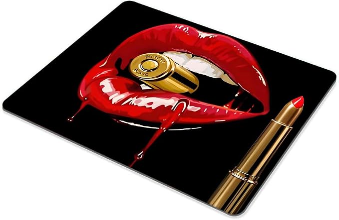 Red Lip Bite Bullet Mouse pad Customized Mousepad Non-Slip Rubber Base Mouse - Image 4