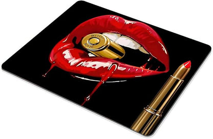 Red Lip Bite Bullet Mouse pad Customized Mousepad Non-Slip Rubber Base Mouse - Image 4