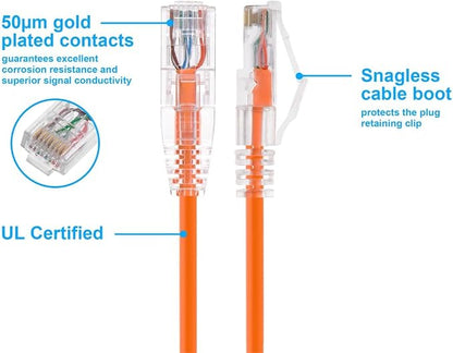 Monoprice Cat6 6in Orange Component Level Patch Cable UTP 28AWG 550MHz Pure - Image 3