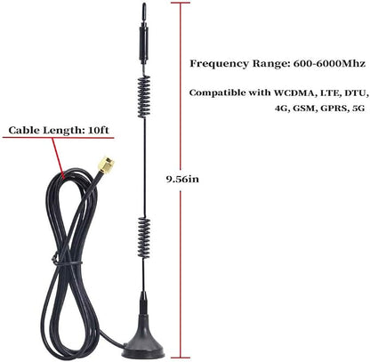 Dual Band WiFi 2.4GHz 5GHz 5.8GHz 12dBi 4g Antenna Magnetic Base SMA Male - Image 3