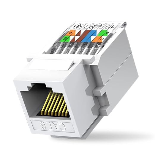10-Pack Cat6 Tool-Less RJ45 Keystone Jack, No Punch-Down Tool Required Module by ZoeRax