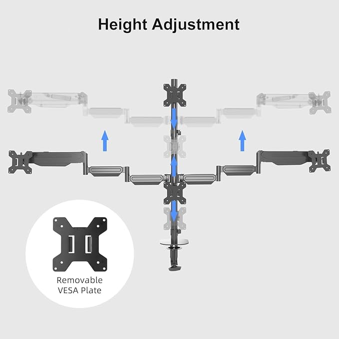 Pholiten Quad 4 Monitor Arm Desk Mount - Image 4