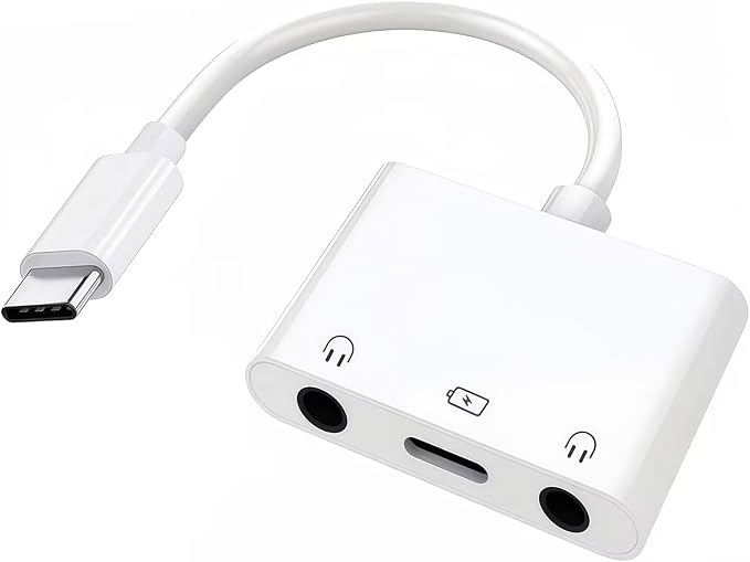 3-in-1 Aux to USB C Headphone Splitter USB-C to Dual 3.5mm Audio Adapter Dual by Hoenkeips