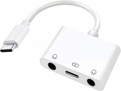 3-in-1 Aux to USB C Headphone Splitter USB-C to Dual 3.5mm Audio Adapter Dual by Hoenkeips