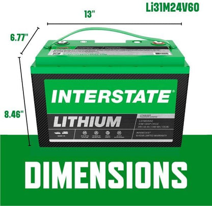 Interstate Batteries 24V 60Ah Group Size 31M Lithium Marine/RV Deep Cycle - Image 3