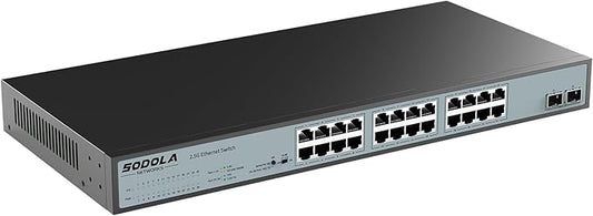 SODOLA 24 Port 2.5Gb Umanaged Switch, 24X2.5G Base-T Ports, 2X10G SFP, 160Gbps by SODOLAPoENETWORKS