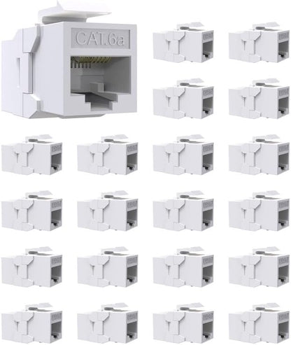 20 Pack Cat6A Keystone Jack Coupler RJ45 Female to Female Ethernet Wall Jack by VANDESAIL