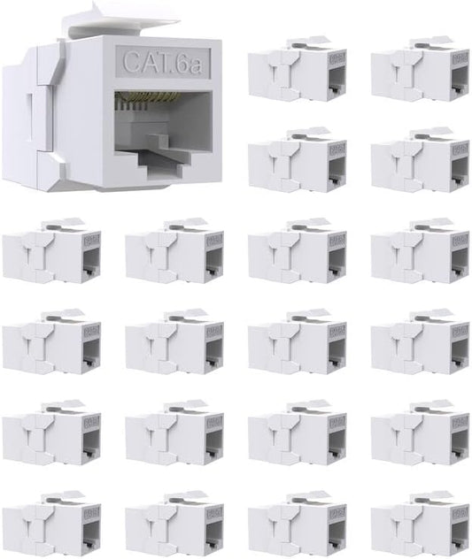 20 Pack Cat6A Keystone Jack Coupler RJ45 Female to Female Ethernet Wall Jack by VANDESAIL