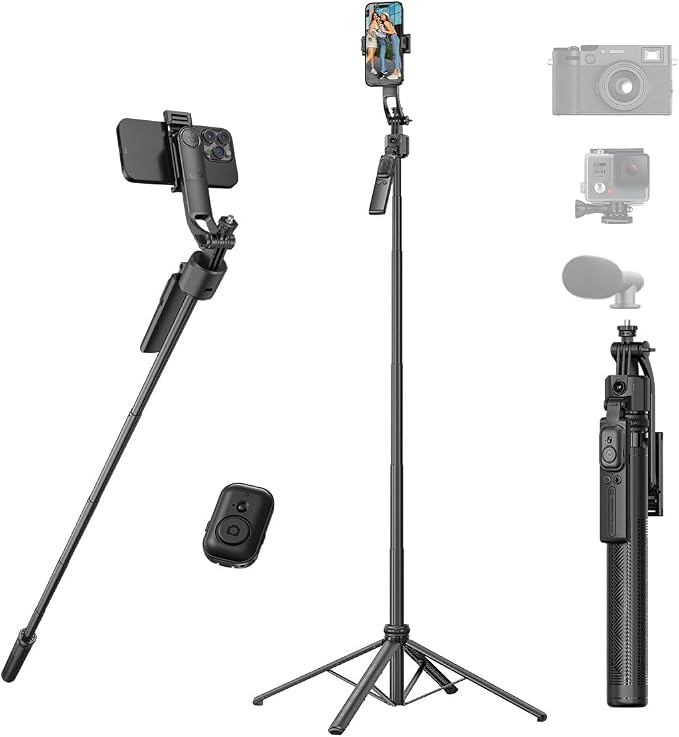 AI Face Tracking Tripod with Remote 360° Auto Rotation Selfie Stick Tripod by MOSENMO