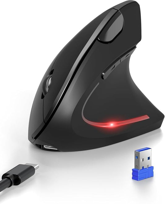 TECKNET Ergonomic Mouse with Jiggler, 4800DPI Rechargeable Carpal Tunnel Mouse by Tecknet