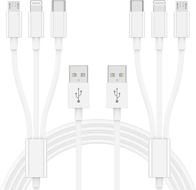 Multi Charger Cable 6Ft 2Pack, 3 in 1 Charging Cord, Universal Phone Charger by CyvenSmart