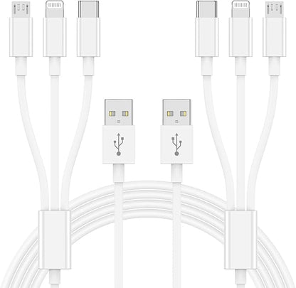 Multi Charger Cable 6Ft 2Pack, 3 in 1 Charging Cord, Universal Phone Charger by CyvenSmart