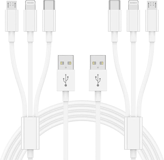 Multi Charger Cable 6Ft 2Pack, 3 in 1 Charging Cord, Universal Phone Charger by CyvenSmart