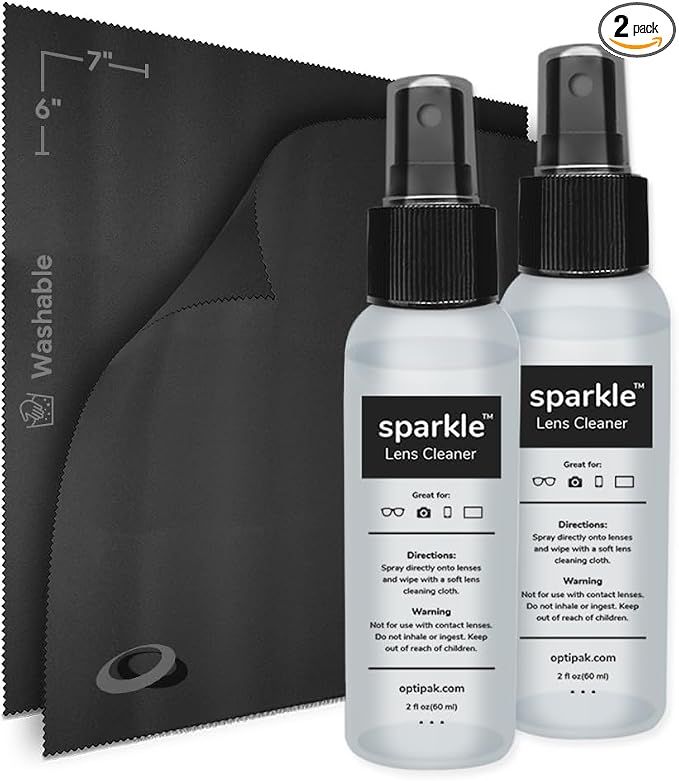 Sparkle Anti-Reflective Lens Cleaner Spray kit | 2oz Glasses Cleaner Spray + by OPTIPAK