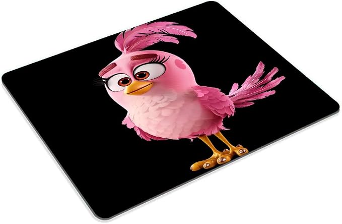 Square Mouse Pad Cute Pink Bird-1, Gaming Mouse Pads - Image 2