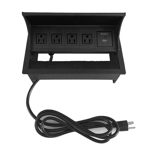 ZESHAN Brush Cable Cubby Connectivity Box Conference Table Power Box by ZESHAN
