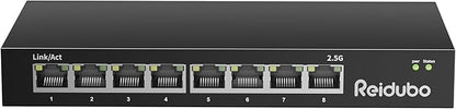 Ethernet Switch Unmanaged, 8 Port 2.5gb Switch, 60Gbps Switching Capacity by ReiduboSecurityPoECameraSwitch