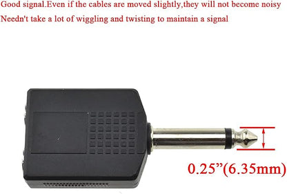 Hahiyo 6.35 M-2x6.35 F-TS Stereo Plug Interconnect Audio One Male 6.35mm and - Image 2