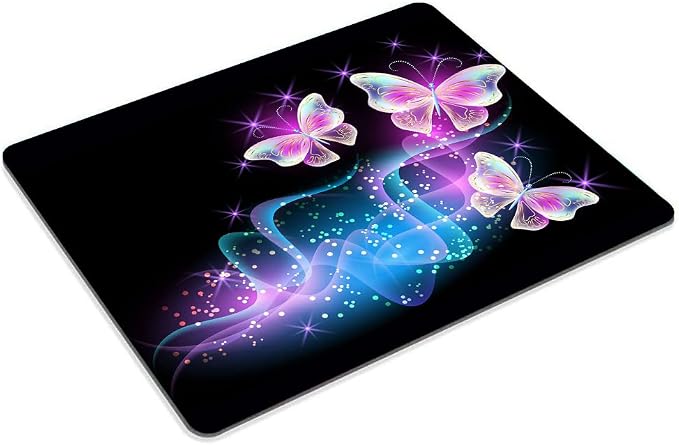 Glowing Night Pink Butterflies Mouse pad Customized Mousepad Non-Slip Rubber - Image 2