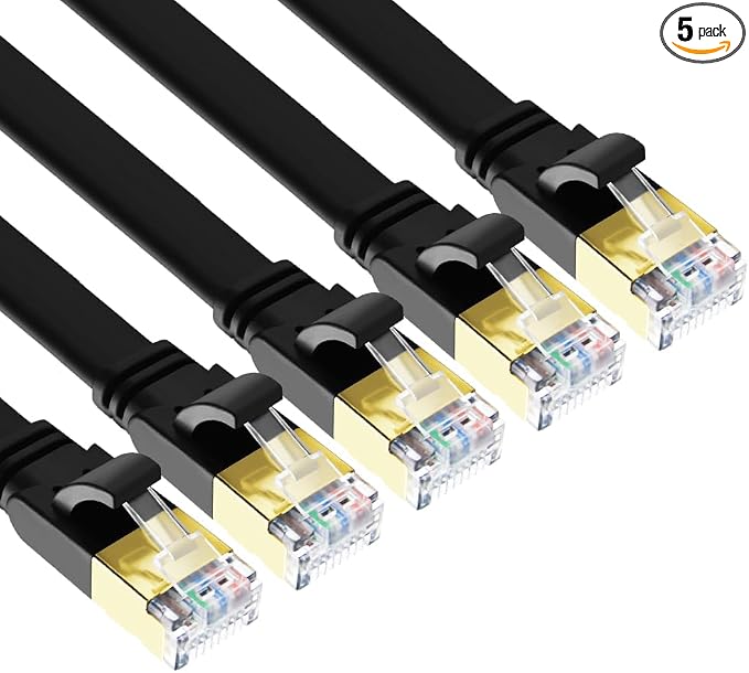 Yauhody CAT8 Ethernet Cable, 3ft 5 Pack Flat CAT8 Patch Cord, Faster Than by Yauhody