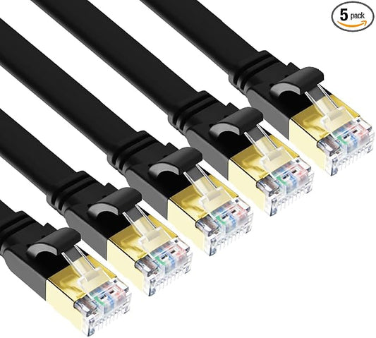 Yauhody CAT8 Ethernet Cable, 3ft 5 Pack Flat CAT8 Patch Cord, Faster Than by Yauhody