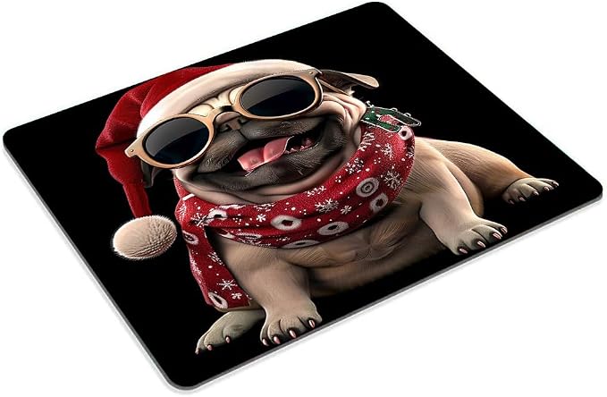 Square Mouse Pad 3D Dog-Santa Hat-1, Gaming Mouse Pads - Image 2