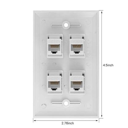 Ethernet Wall Plate, 4 Port Cat6 Female to Female Wall Jack Network RJ45 - Image 2