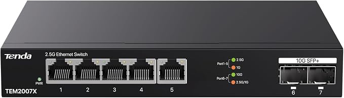 Tenda TEM2007X, 5 Port 2.5G Ethernet Switch, Unmanaged 2.5Gb Switch by Tenda