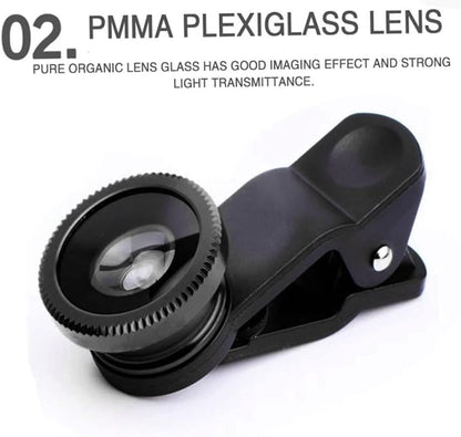 Phone Fisheye Lens 3in1 Wide Angle Fish Eye Macro Lenses Clip-on Universal Lens - Image 5