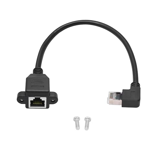 90 Degree Cat6 Ethernet Extension Cable 1FT, Right Angle RJ45 Male to Female by Maixbomr