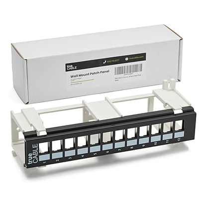 TRUE CABLE Cat6A Shielded 12-Port Blank Toolless Modular Keystone Patch Panel by trueCABLE