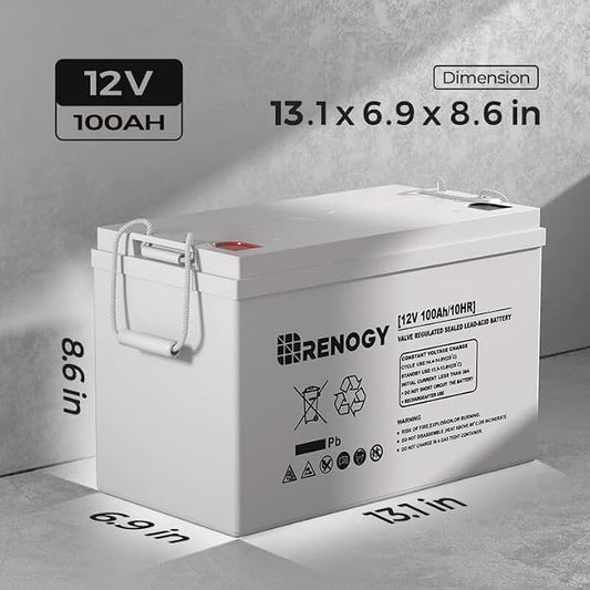 Renogy Deep Cycle AGM 12 Volt 100Ah Battery, 3% Self-Discharge Rate, 1100A Max - Image 2