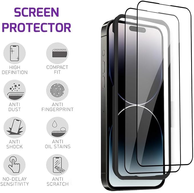 iPhone 14 Pro Screen Protector Tempered Glass Compatible - Image 3
