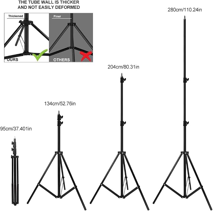 Aluminum Alloy Photography Tripod Stand, 9.19 Feet/2.8m Studio Lighting Tripod - Image 5