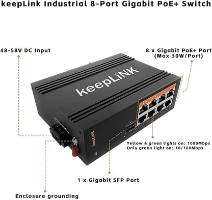 8 Port Industrial PoE Switch Unmanaged, Gigabit PoE Switch - Image 2