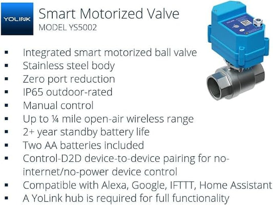 YoLink 1/2" Commercial Grade Smart Motorized Stainless Steel Ball Valve LoRa - Image 2