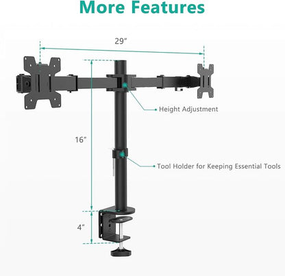 WALI Dual Monitor Stand for 13-27 inch Screens, Dual Monitor Mounts for 2 - Image 9
