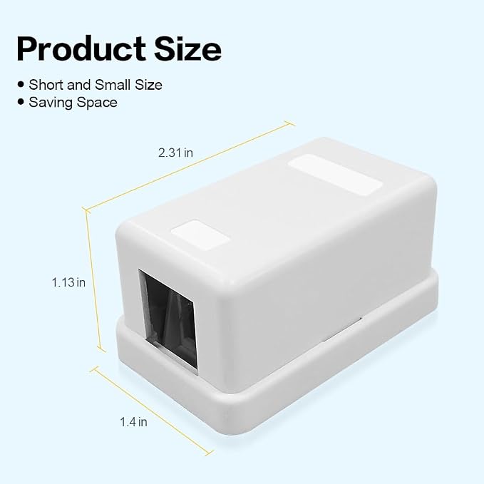 1 Port Keystone Jack Surface Desk Mount/Wall Mount Box 5-Pack White - Image 2